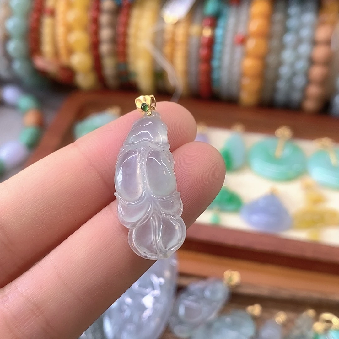 翡翠18K金镶嵌挂件翡翠挂件