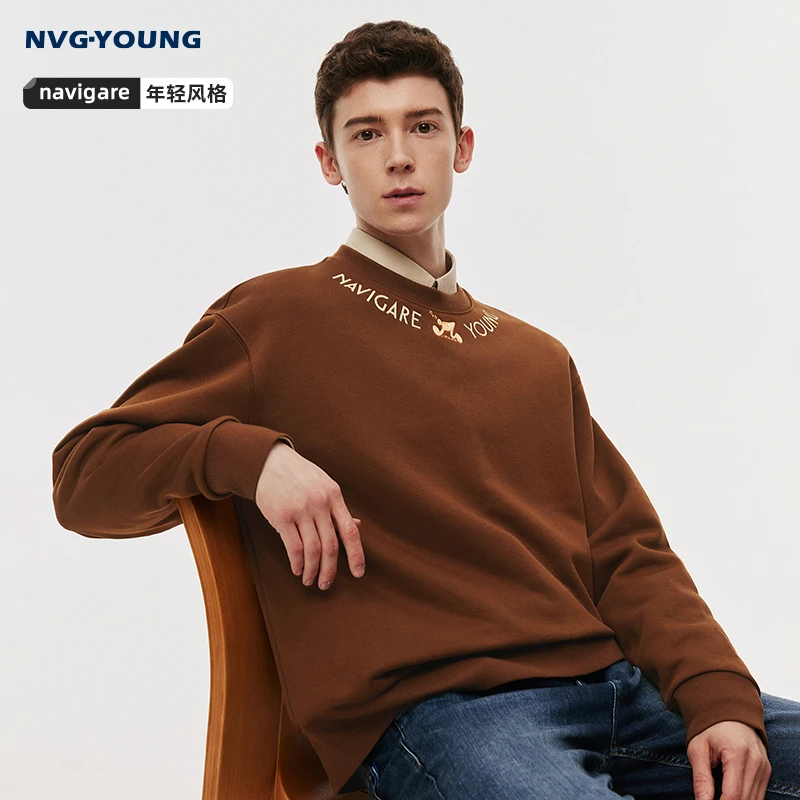[磨毛]NVGYOUNG意大利小帆船休闲美拉德卫衣男秋季新款保暖套头衫