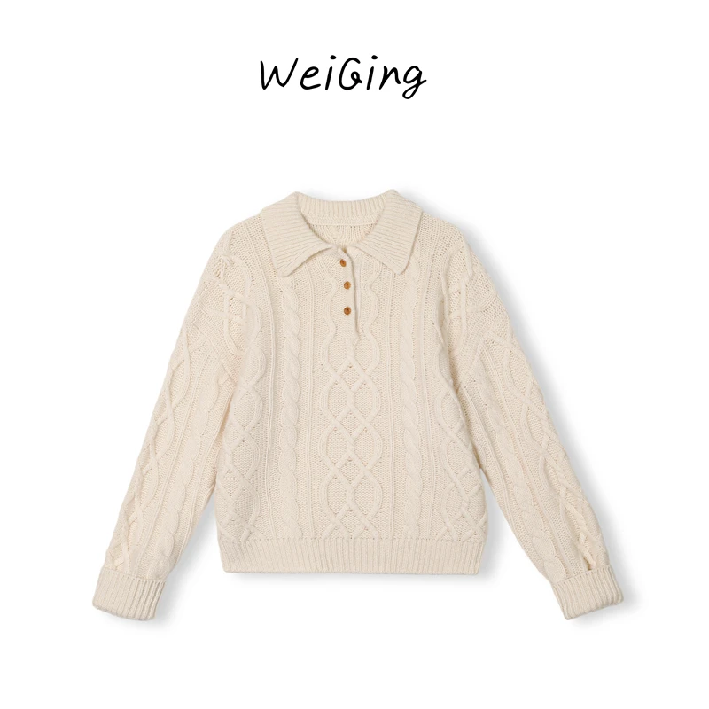 【丹姐家~奶霜小麻花~】100%羊毛！韩系百搭翻领麻花针织衫