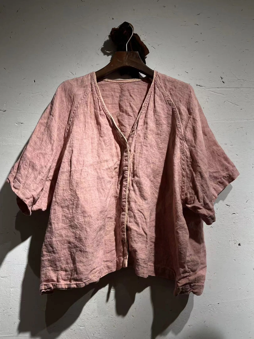 衣路走来38850原创设计透气舒适亚麻小衫