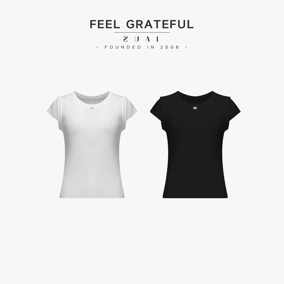 【小飞袖背心T】冰丝坑条显瘦遮肉弹力高弹金标针织上衣W24BI7062