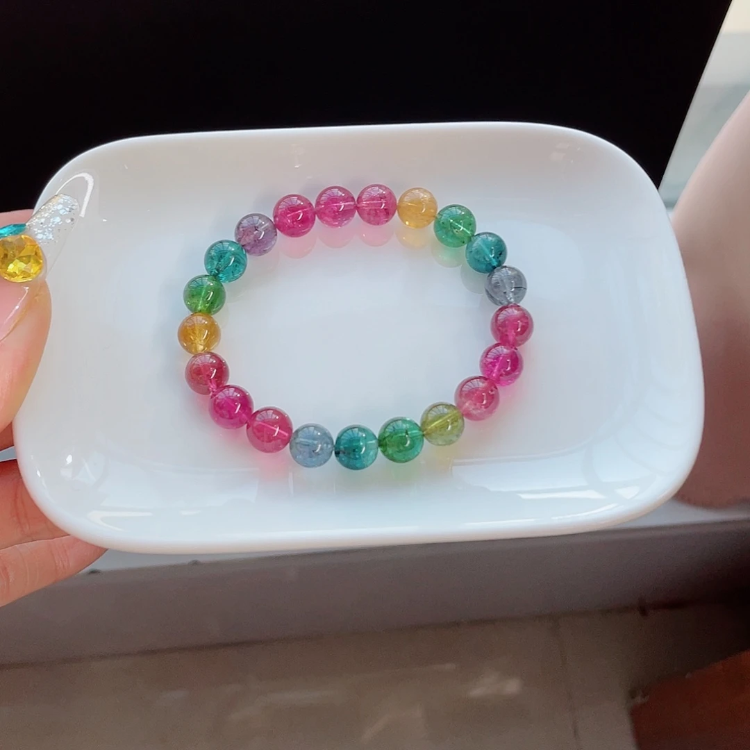 碧玺未镶嵌手链8.6mm左右