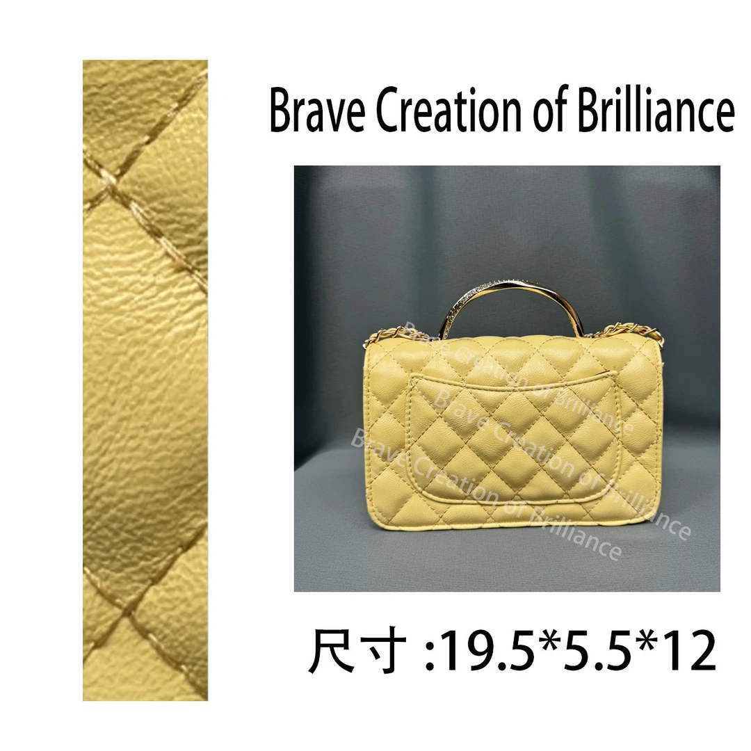 【HH078】2025年新款钻手柄菱格链条包女高级感时尚精致手拎包黄色