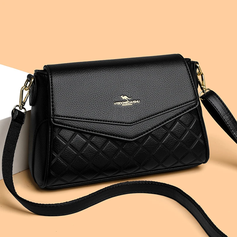 正品玫瑰袋鼠女包皮包妈妈包包2025新款时尚中年小包单肩斜挎软皮