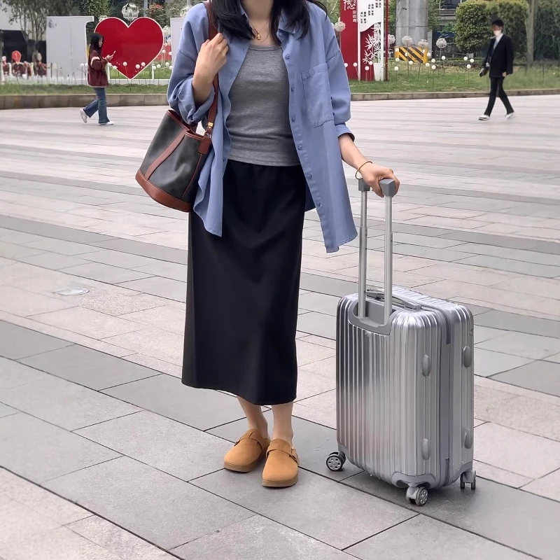 高智通勤风纯棉衬衫女夏季薄款宽松百搭长袖衬衣外套防晒上衣ins