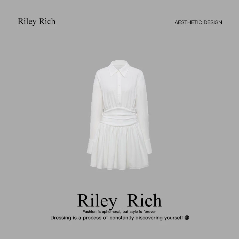 Riley Rich初春新款衬衫连衣裙高级显瘦轻奢