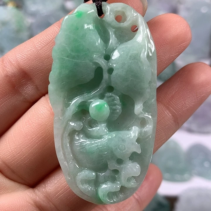 颈饰未镶嵌翡翠和和美美年年有余两面工艺福利