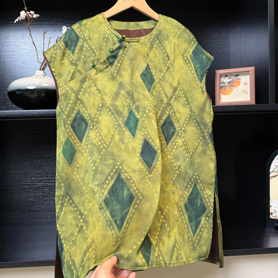 中式斜襟薄款小飞袖上衣2161