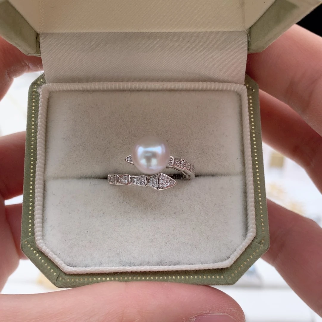 海水珍珠8.5-9mm真多麻银S925镶嵌