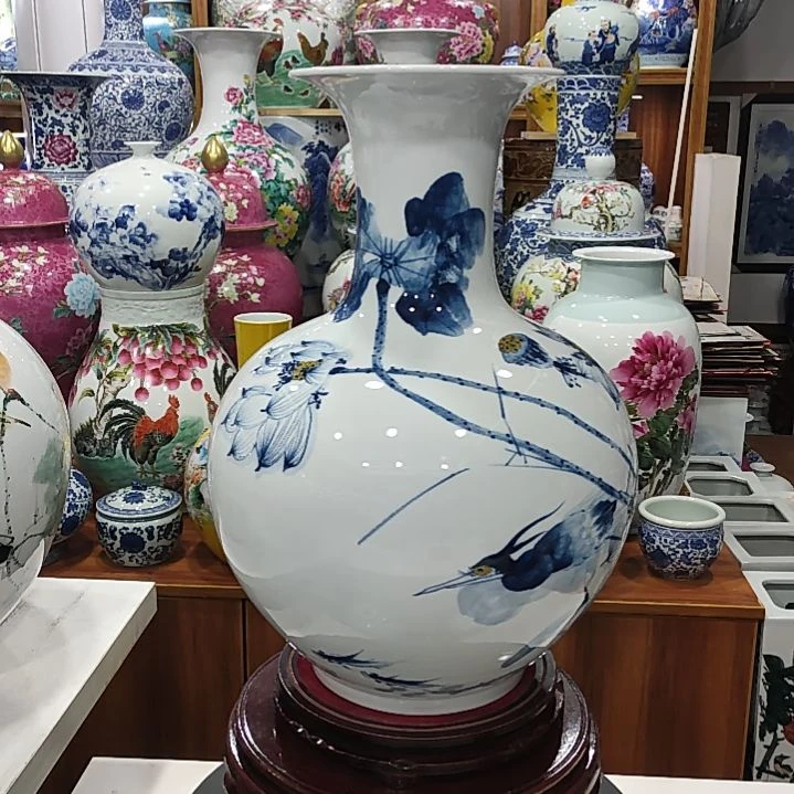 瓷片景德镇陶瓷荷花瓶