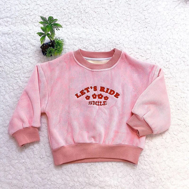 女中小童绒衫上衣儿童四朵小花加绒卫衣Y4611410