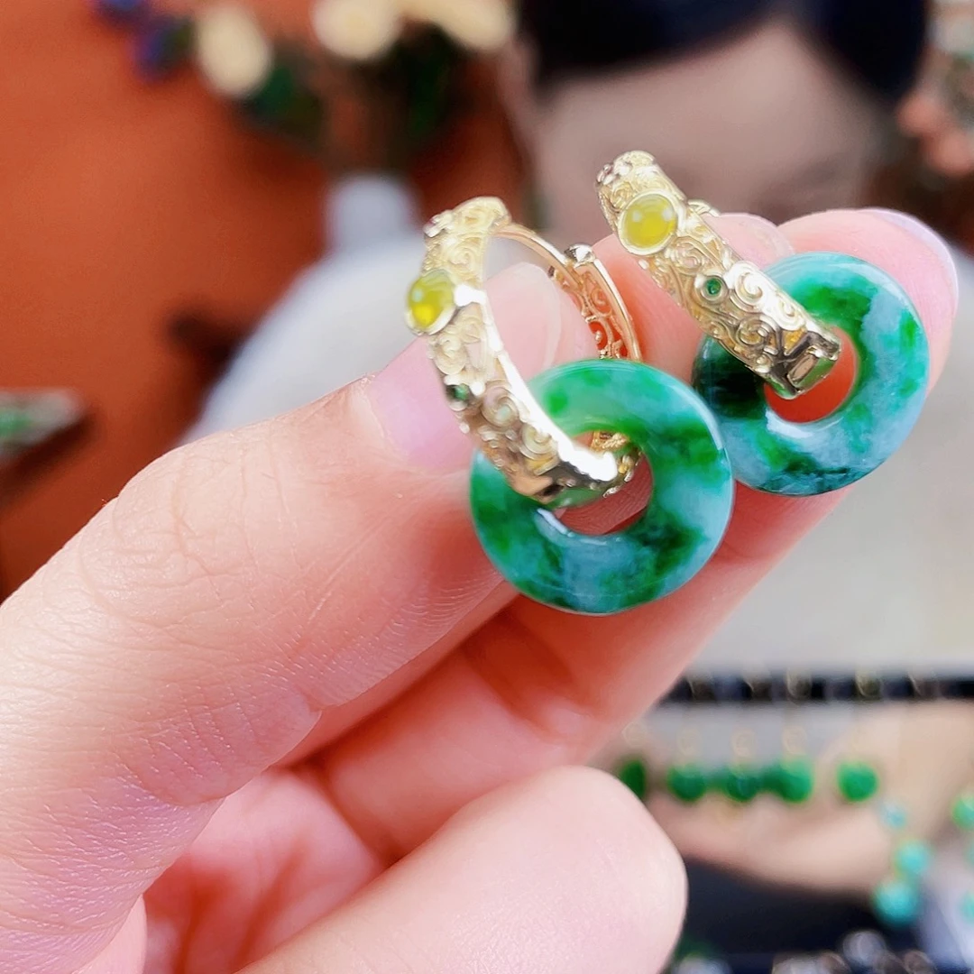 翡翠未镶嵌耳饰饰品