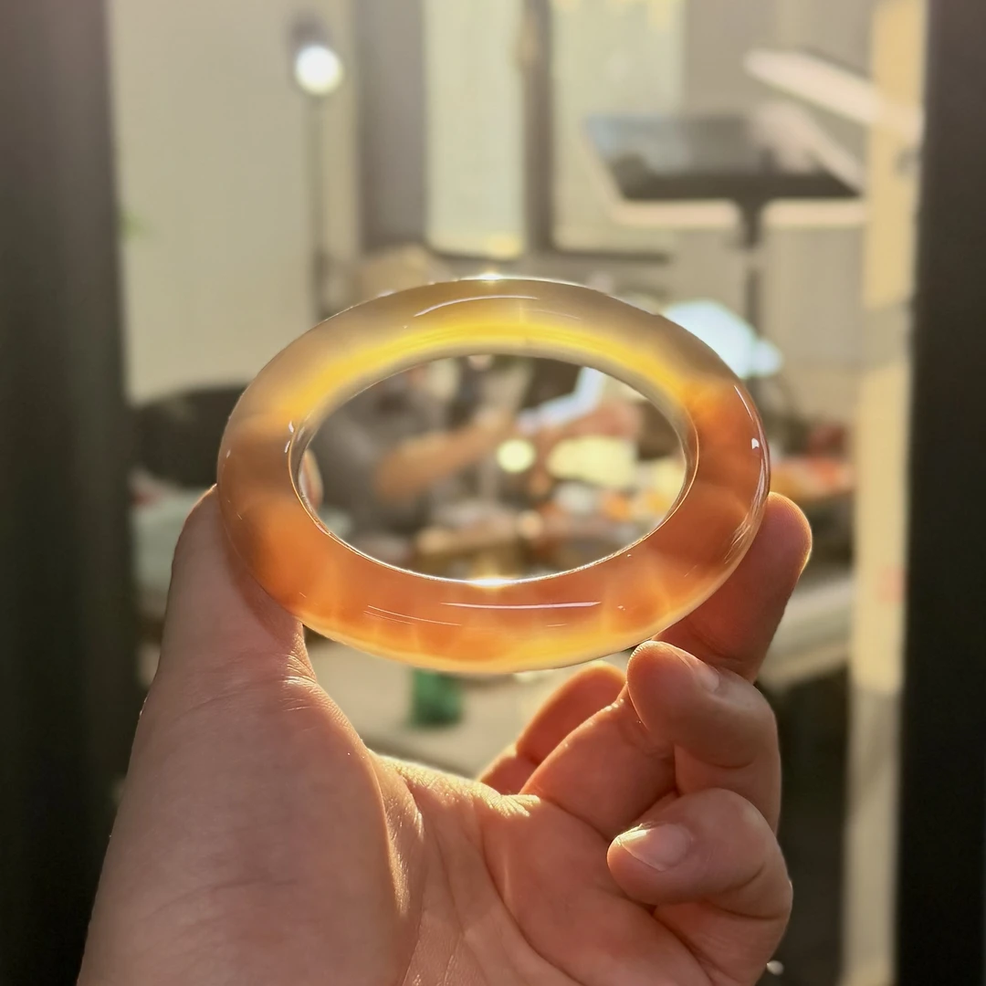 【豆蔻年华】天然粉巴西奥兰德粉青63圈玛瑙手镯新中式国风珠宝玉镯