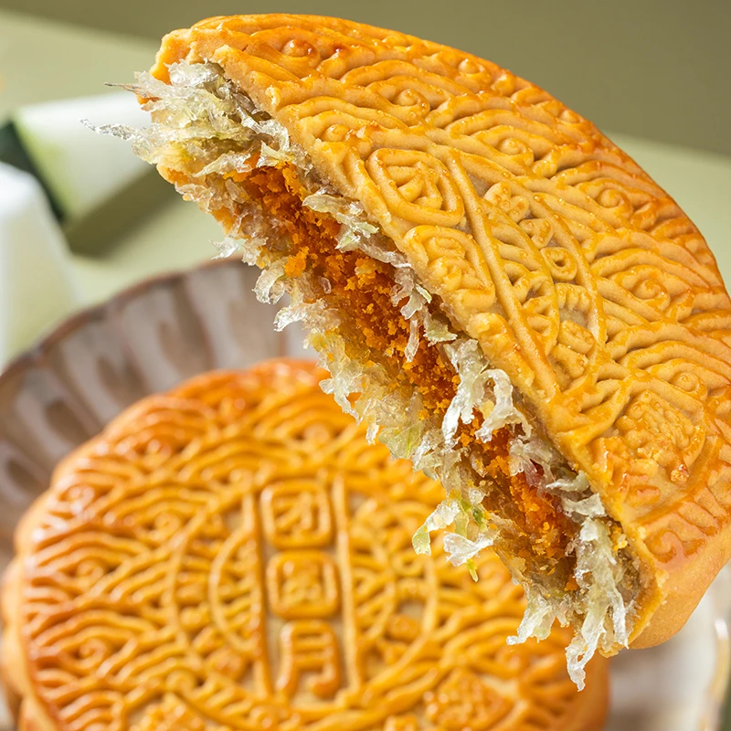 【蛋黄肉松冬翅月饼500g*1个】广西合浦黄记团圆月/黄记制造/试吃装