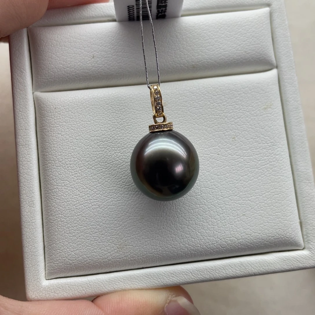 18K金镶嵌海水珍珠吊坠(不含链)14.2mm