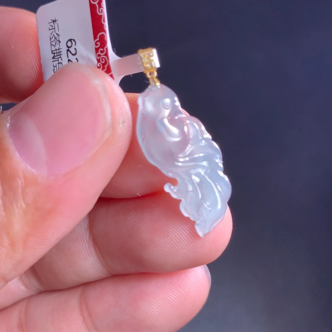 翡翠18K金镶嵌颈饰天然A货翡翠时尚气质女款吊坠挂坠