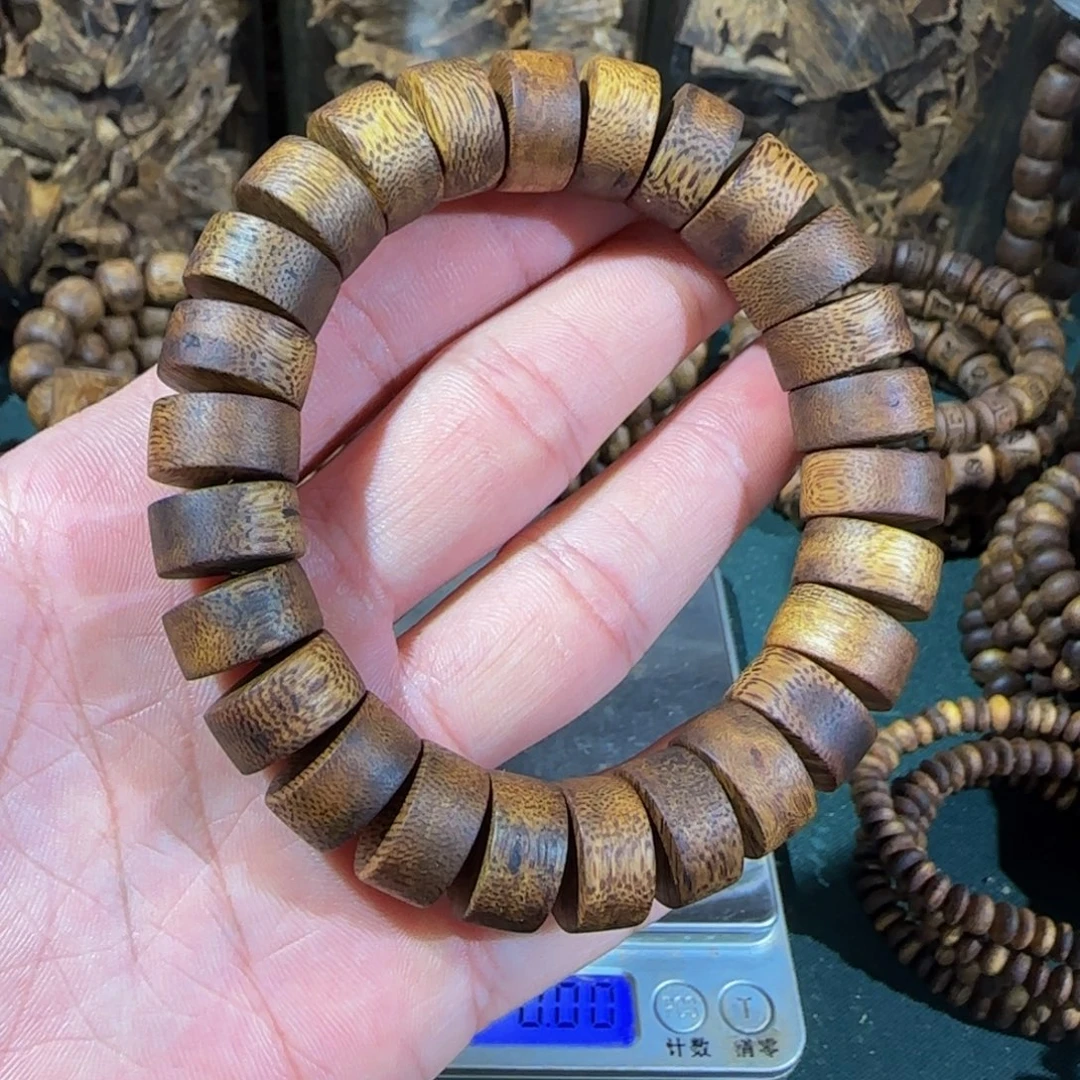 沉香手串白棋算盘珠1.5高货22克➕