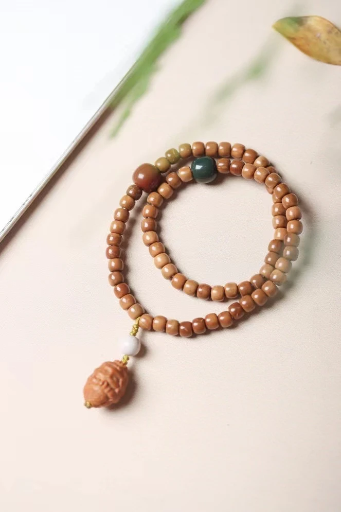 库克菩提楼兰特级老料5*6桶珠两圈手串手持美人鱼女国风优雅