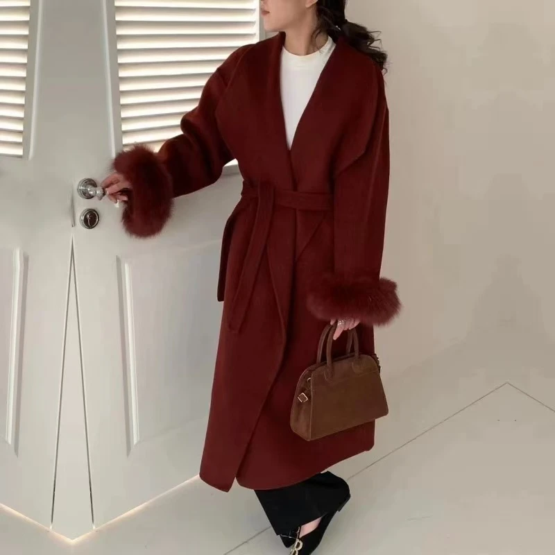 无印心匠纯色+收腰 浴袍款~时尚毛呢外套 A13394-1