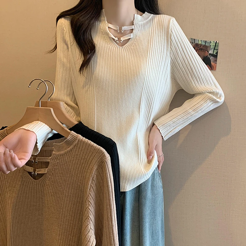 2058大码女装2025春秋季新款韩版设计感针织衫胖MM半开领宽松毛衣
