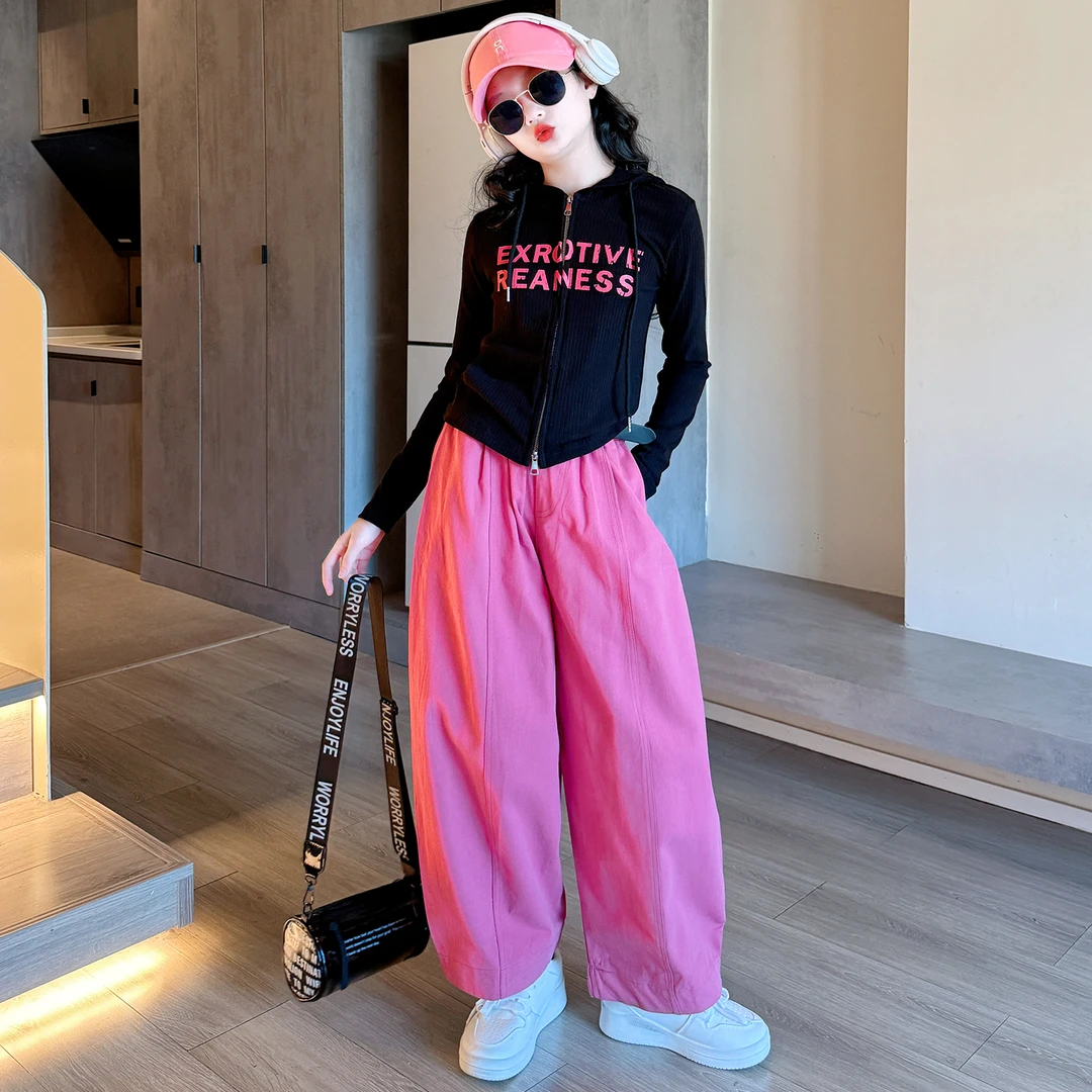 简约套装店铺2025女童炸街潮服独特洋气时髦女童装6-12岁潮流套装