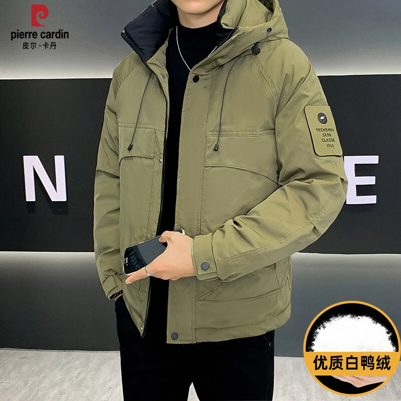 皮尔卡丹2024冬季新款连帽防风保暖男士羽绒服休闲潮流气质潮外套