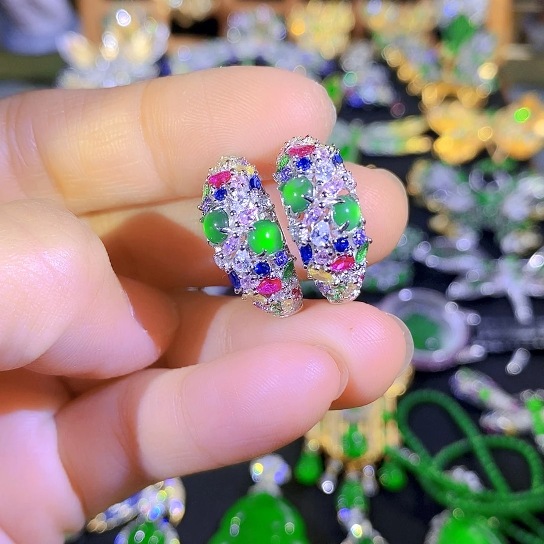 吊坠(不含链)银S925镶嵌翡翠