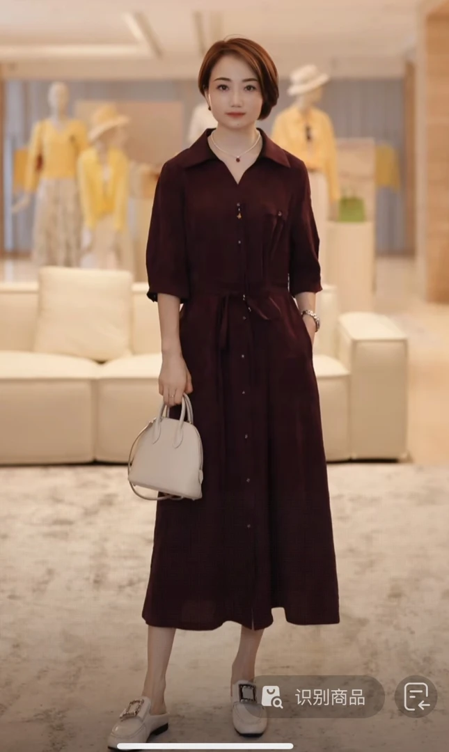 【紫气东来】重磅提花冠乐绉香云纱连衣裙6L353Q1012-1