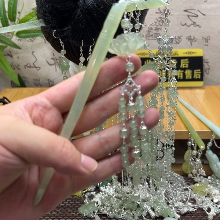 蛇纹石玉合金发饰