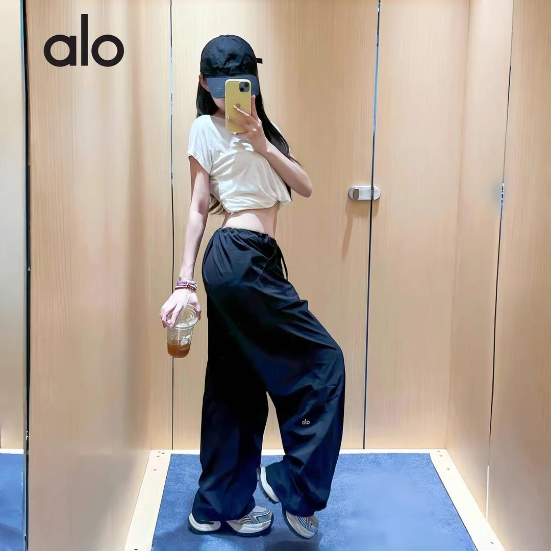 美式抽绳口袋工装伞兵裤宽松夏季休闲裤女裤子