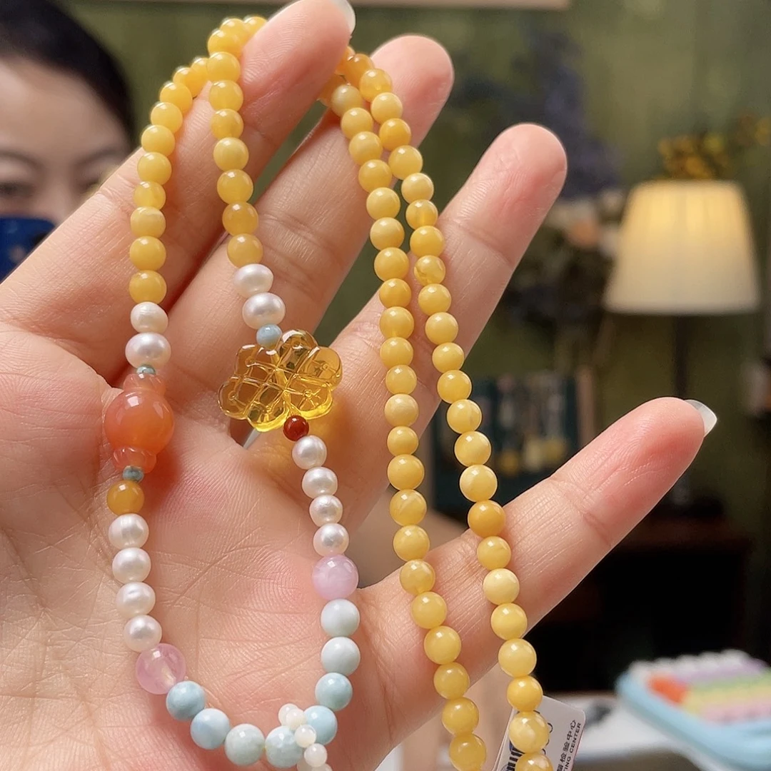 裸石蜜蜡未镶嵌蜜蜡项链