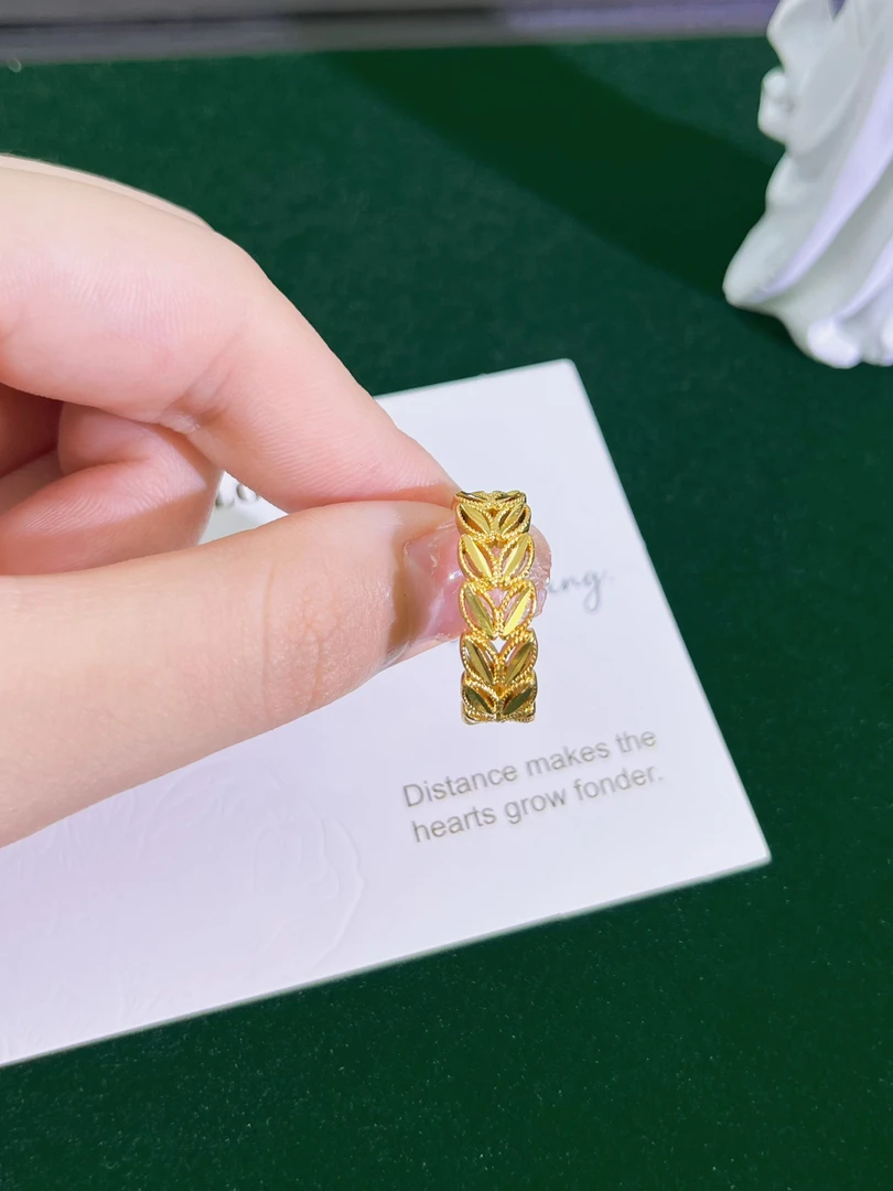 【YouZ好物】18K镶嵌百搭麦穗开口男女同款戒指气质简约 A33