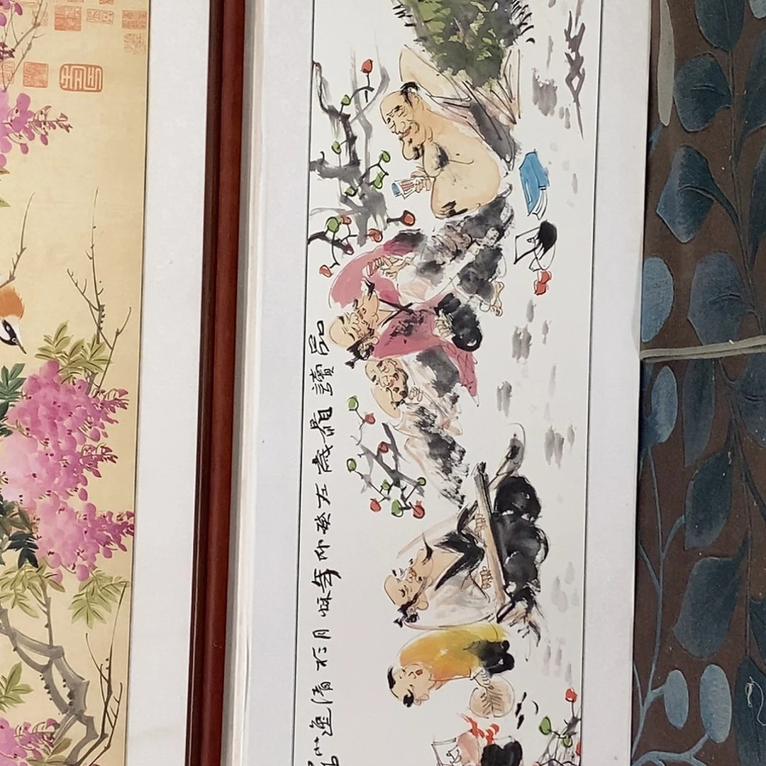 国画带框尺寸47✖️162厘米手绘包邮