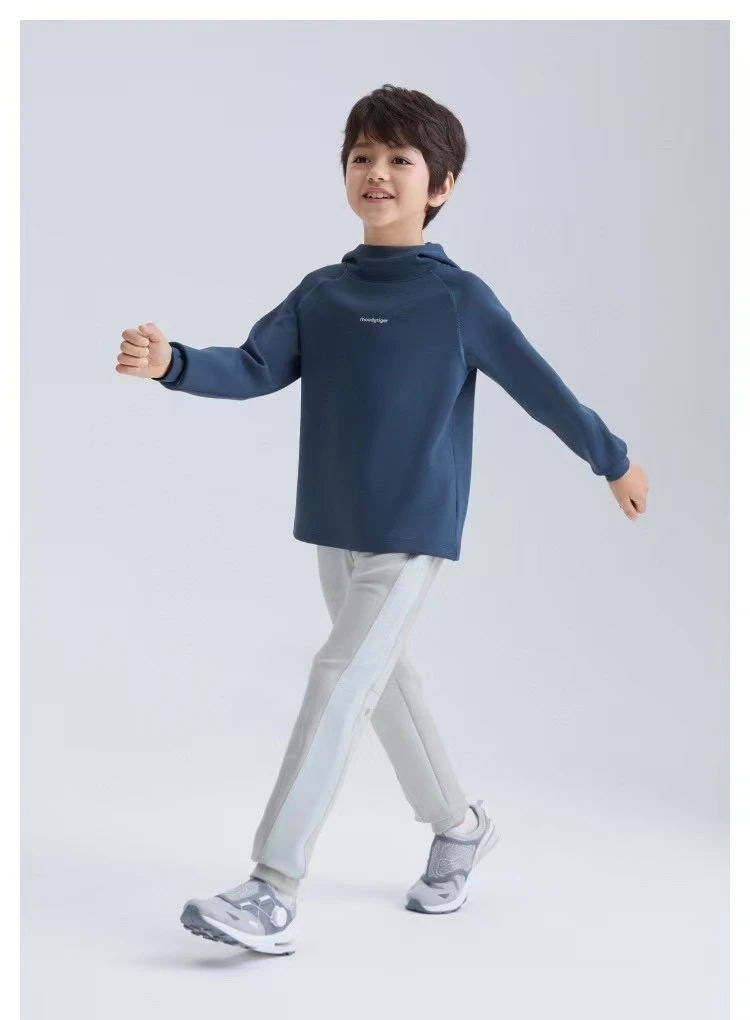 儿童春季户外连帽运动卫衣舒适透气运动上衣男女童套头衫