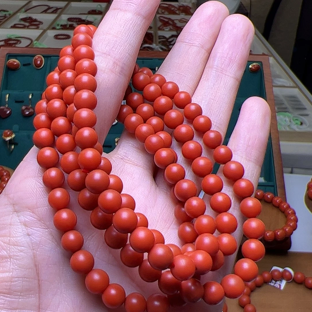 南红玛瑙未镶嵌C保山阿东寨哑光5mm+108佛珠毕业级