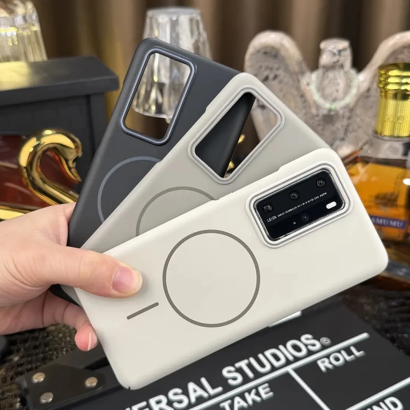 纯色简约柔润磁吸磨砂适用华为P40Pro手机壳防摔超薄mate70pro硬