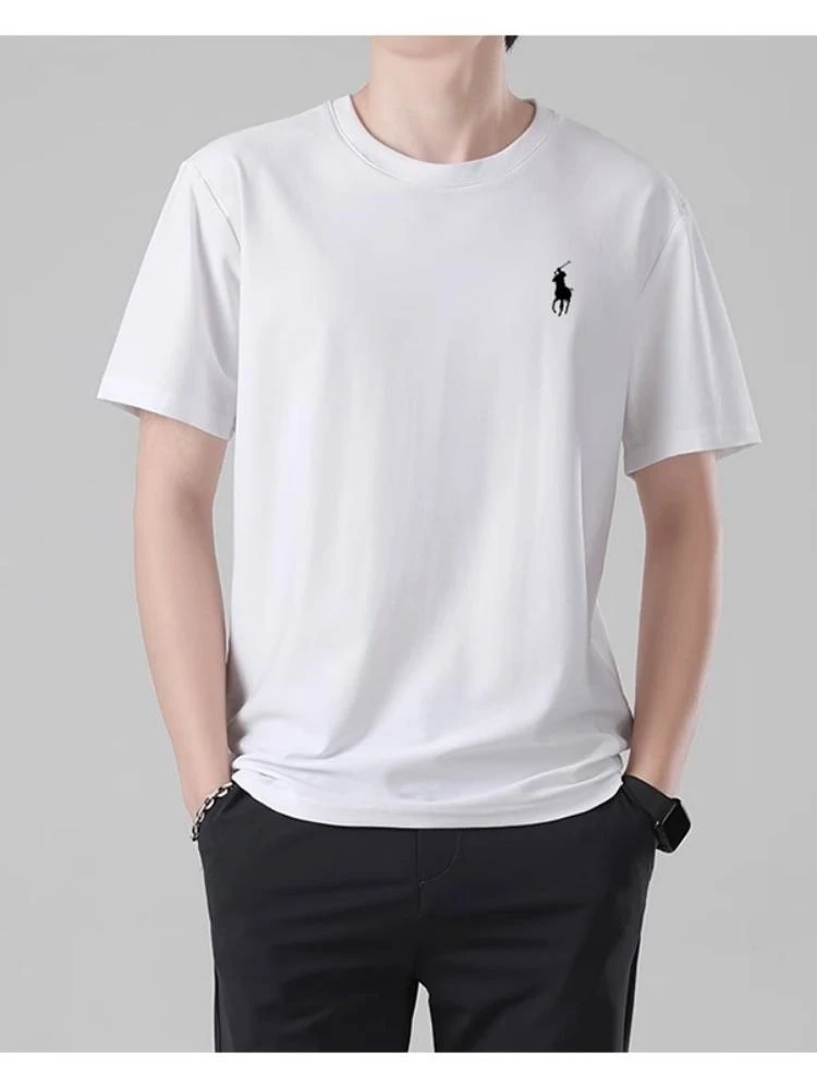 LR休闲短袖夏季刺绣T恤夏男款圆领半袖上衣百搭