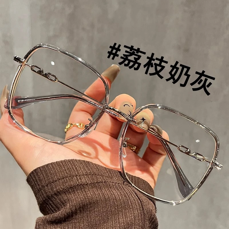 韩版大框灰色眼镜近视女可配有度数素颜神器高级感超轻平光眼睛架