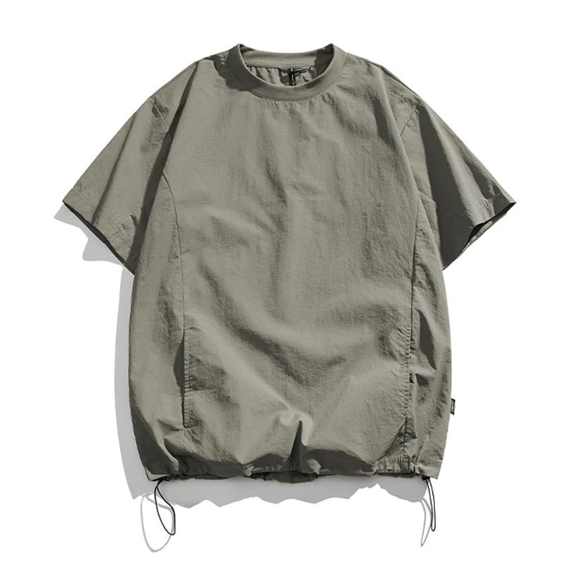 特大码300斤日系复古机能口袋T恤男夏季户外速干薄款短袖ins潮牌