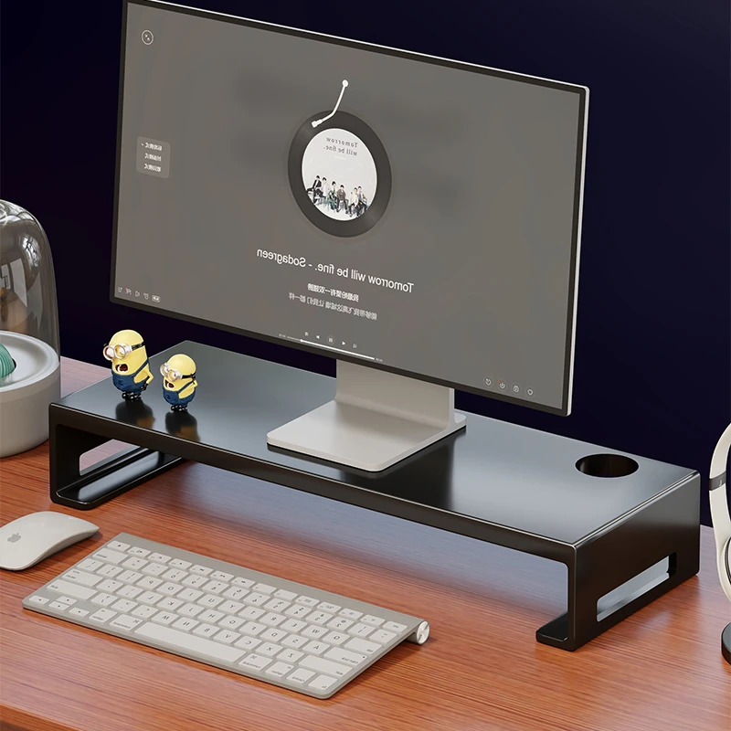 一体式北欧极简风烤漆桌面收纳盒办公室增高架办公桌架子键盘