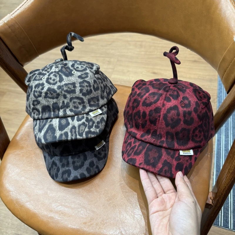 2025年秋冬新款儿童豹纹鸭舌帽子洋气潮男宝女宝可爱棒球帽百搭酷