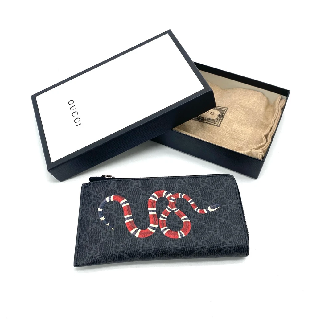 99新 GUCCI/古驰 闲置黑老花珊瑚蛇手拿包 尺寸19/10