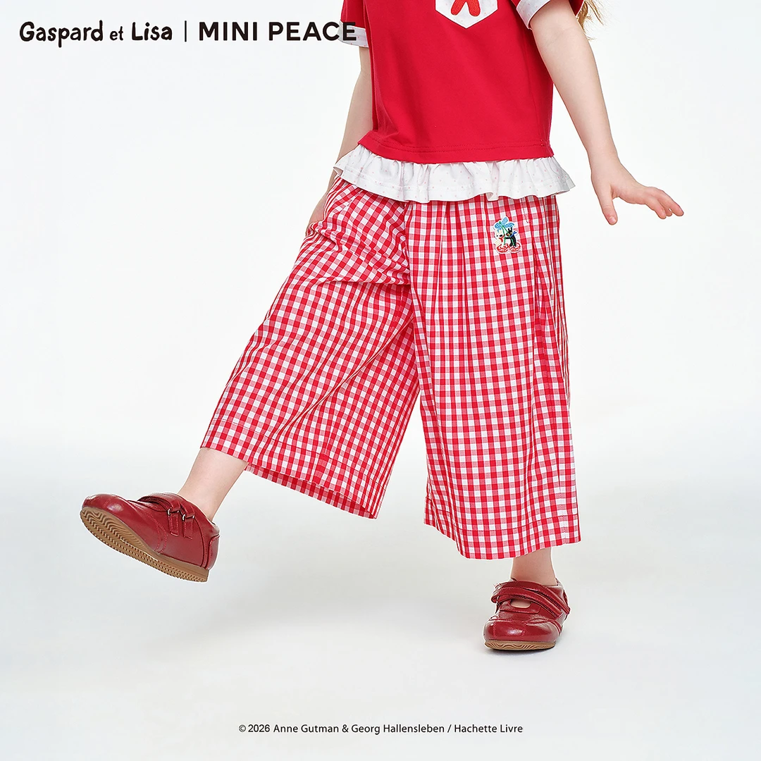 MINIPEACE×卡斯波和丽莎联名女童裤子夏季新款儿童红格子裙裤
