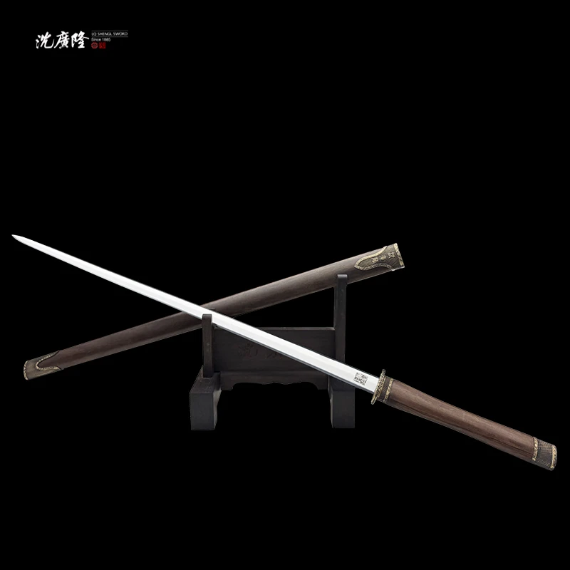龙泉沈广隆-汉仪剑长款 乌金木 黄铜 t10八面  宝剑 未开刃