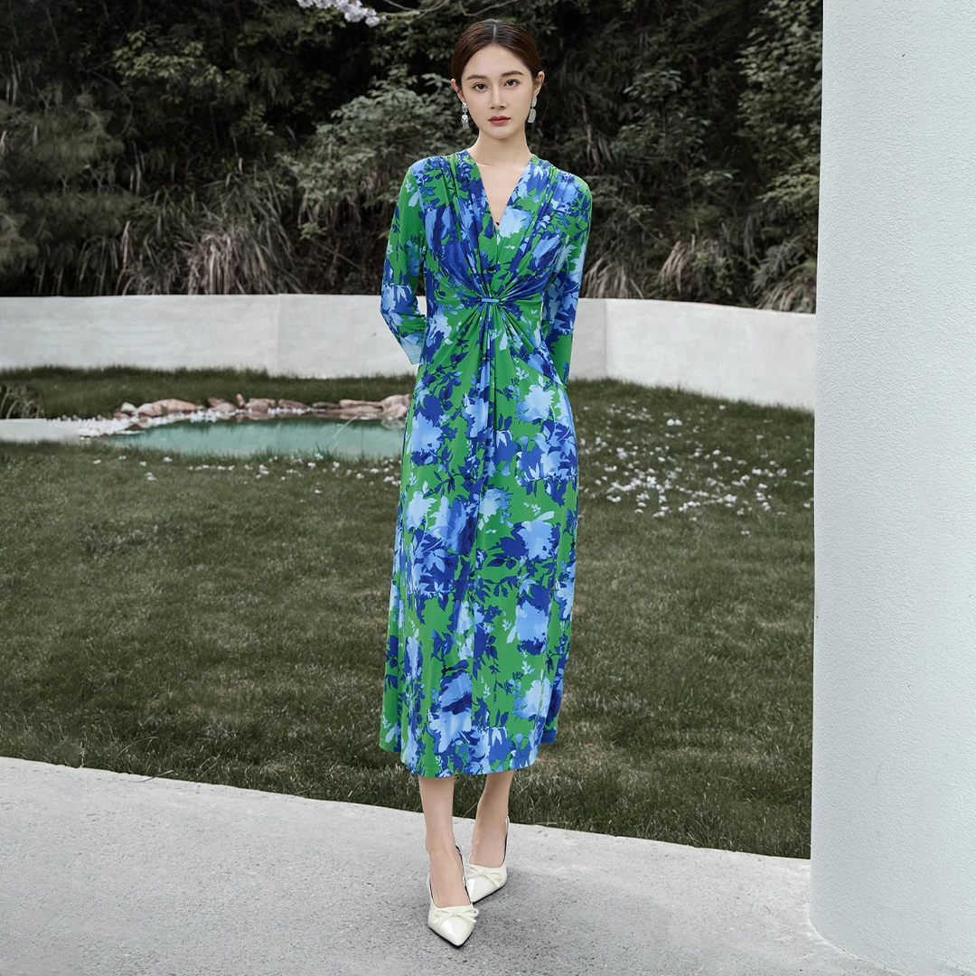 MY TENO/马天奴VHS653收腰长裙碎花气质时尚夏季长款妈妈裙连衣裙