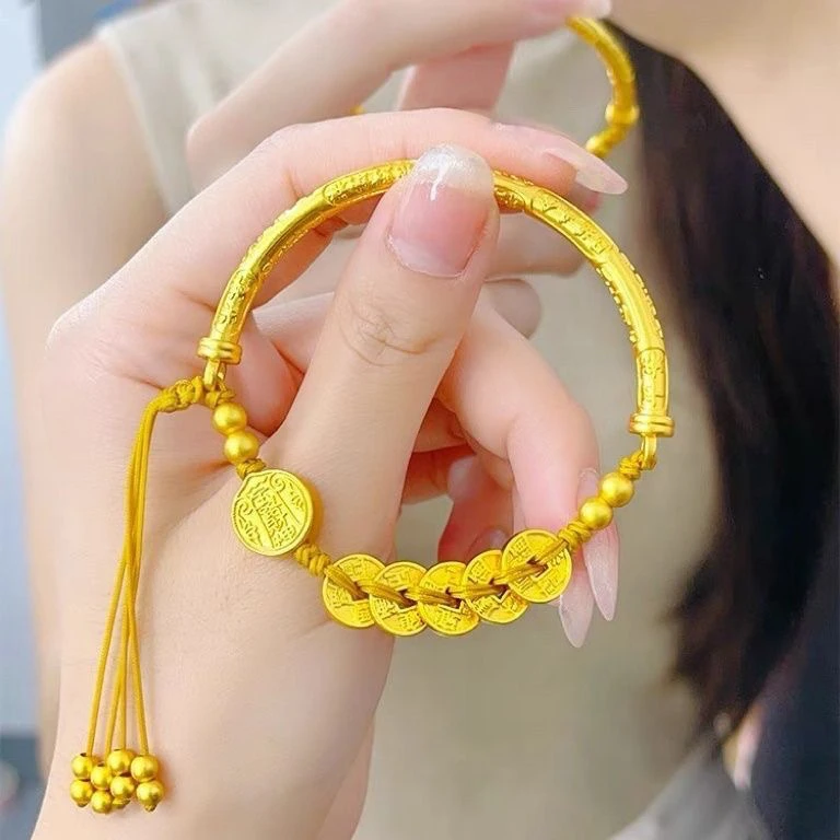 合金手链 手链 饰品金色五路财神手链