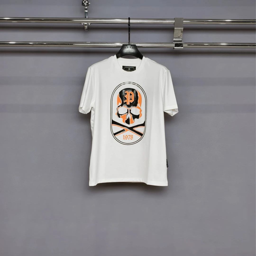 PLIPHPP PLEPNPP新款欧美潮流骷髅头时尚百搭印花修身弹力T恤1691