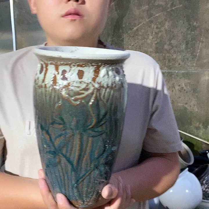 紫砂花盆口15高25瑕疵