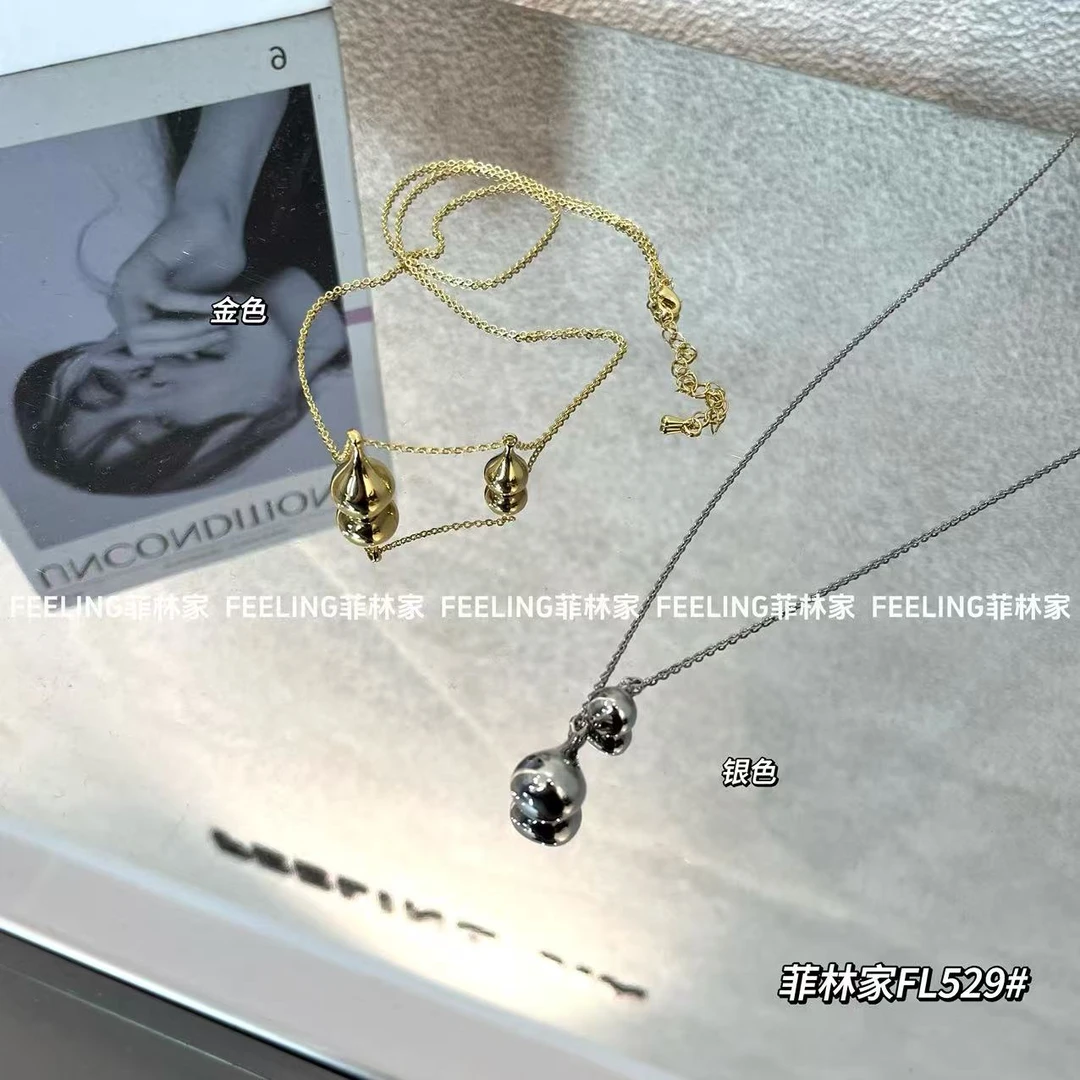 铜合金项链 菲林家FL 529轻奢重力水滴型毛衣链项链