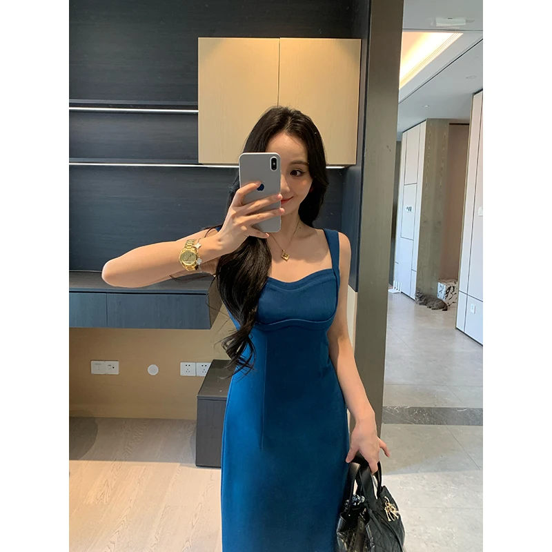 XINYI【港岛佳人】春夏针织乱麻连衣裙收腰显瘦气质裙X625Q00911